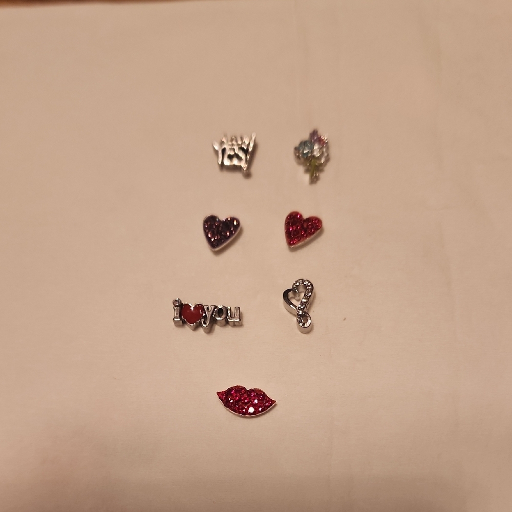 Assorted Love-Themed Charm Set - Pink & Red Glitter Accents